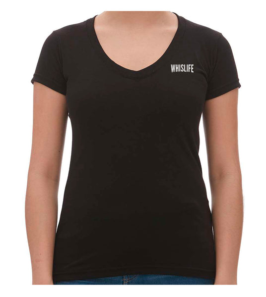 Women's Short Sleeve V-Neck T-Shirt - 2" Solid Logo