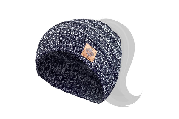 Youth Knitted Ponytail Toque - Maple