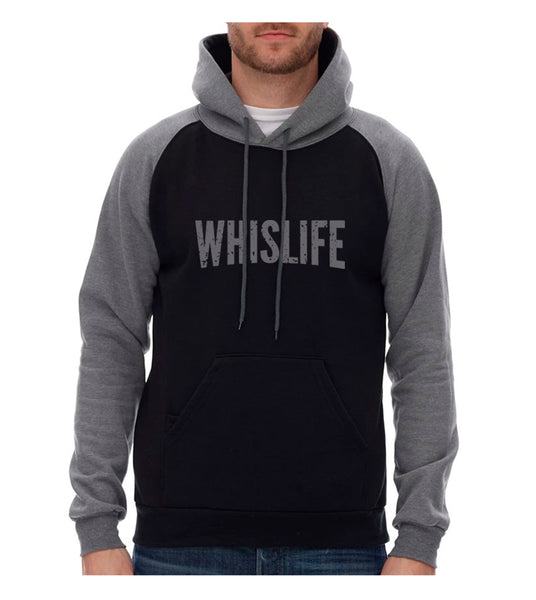 Unisex Raglan Hoodie - 10" Distressed Logo