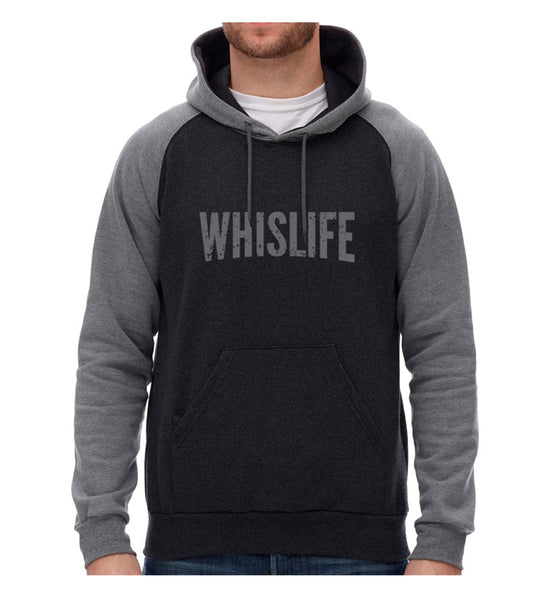 Unisex Raglan Hoodie - 10" Distressed Logo