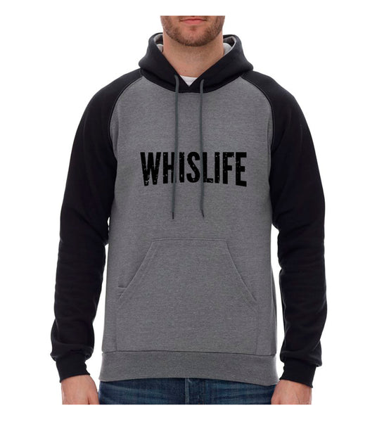 Unisex Raglan Hoodie - 10" Distressed Logo