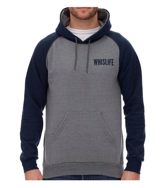 Unisex Raglan Hoodie - 4" Distressed Logo