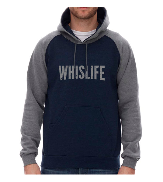 Unisex Raglan Hoodie - 10" Distressed Logo