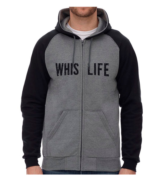 Unisex Raglan Zip Hoodie - 10" Distressed Logo