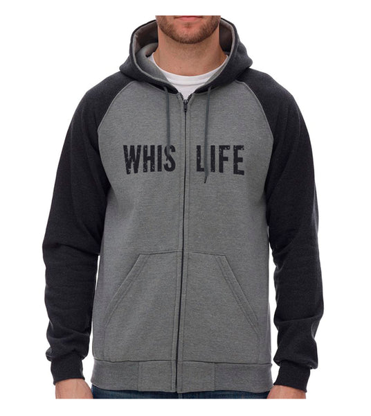 Unisex Raglan Zip Hoodie - 10" Distressed Logo