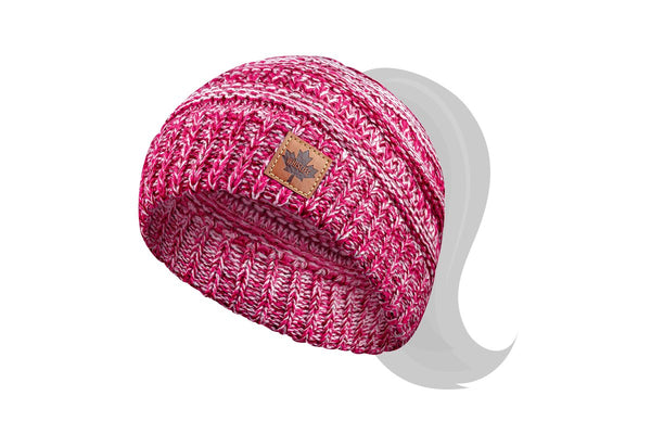 Youth Knitted Ponytail Toque - Maple