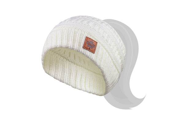 Youth Knitted Ponytail Toque - Maple