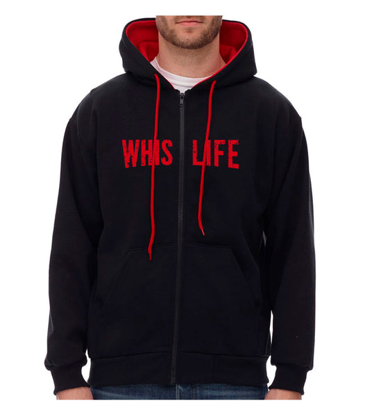 Unisex Two - Colour Zip Hoodie - 10" Distressed Logo