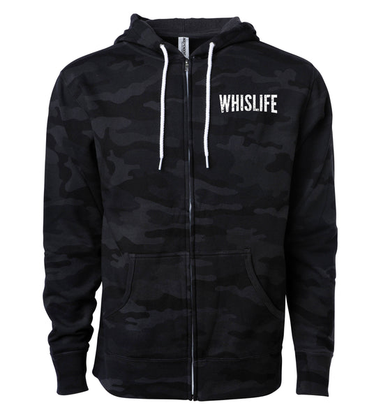 Unisex Lightweight Fitted Zip Hoodie - 4" Distressed Logo