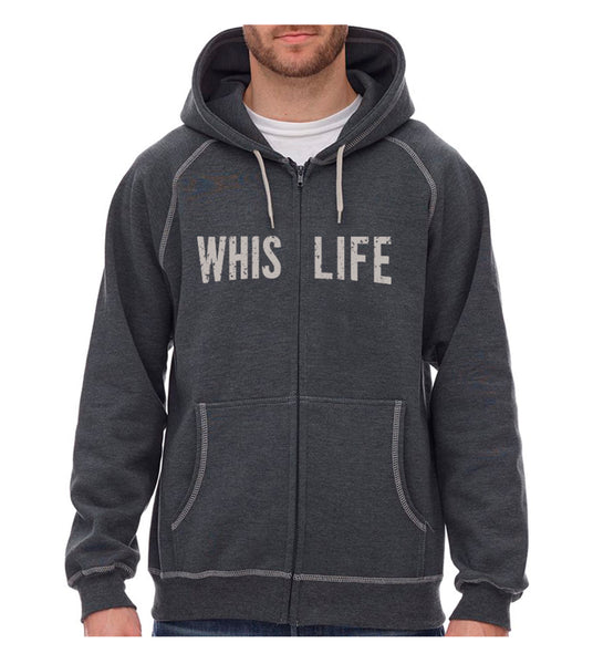 Unisex Heavyweight Zip Hoodie - 10" Distressed Logo