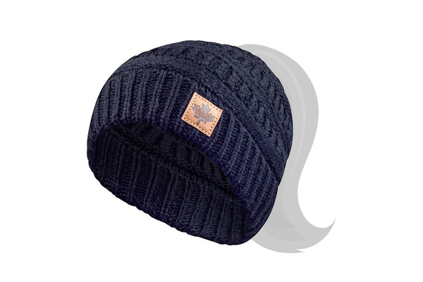 Youth Knitted Ponytail Toque - Maple