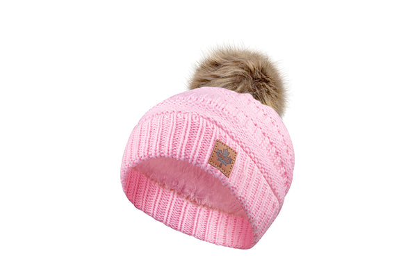 Youth Faux Fur Pom Toque - Maple