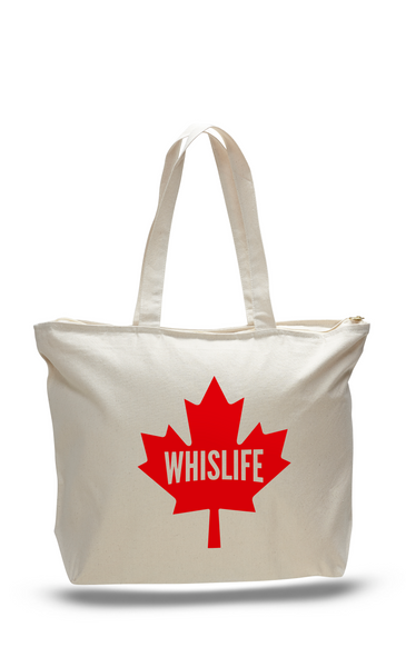 Canvas Zippered Tote Bag - Maple Leaf
