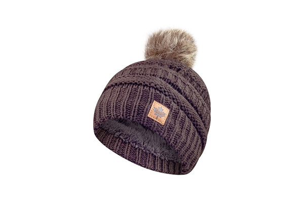 Youth Faux Fur Pom Toque - Maple