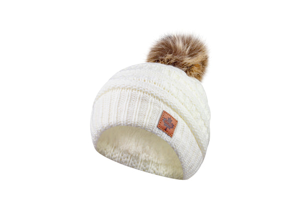 Youth Faux Fur Pom Toque - Maple