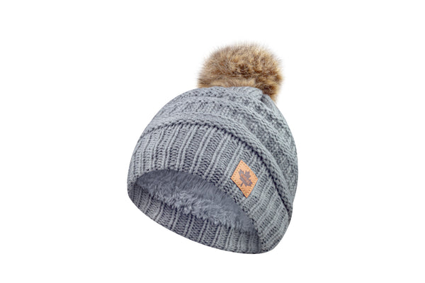 Youth Faux Fur Pom Toque - Maple