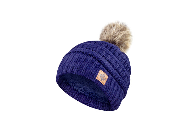 Youth Faux Fur Pom Toque - Maple