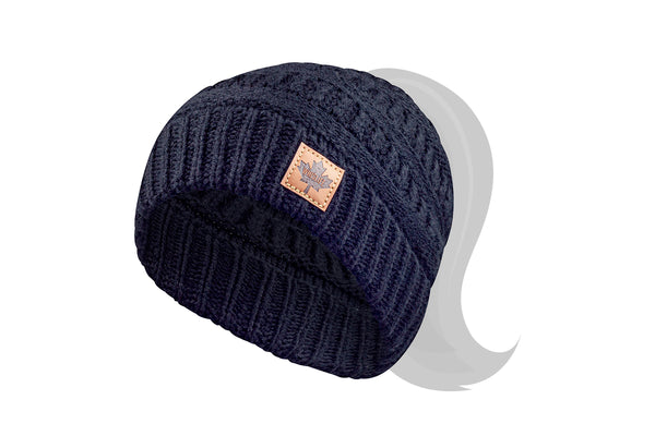 Women's Knitted Ponytail Toque - Maple