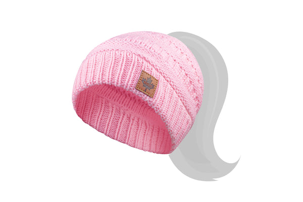 Youth Knitted Ponytail Toque - Maple